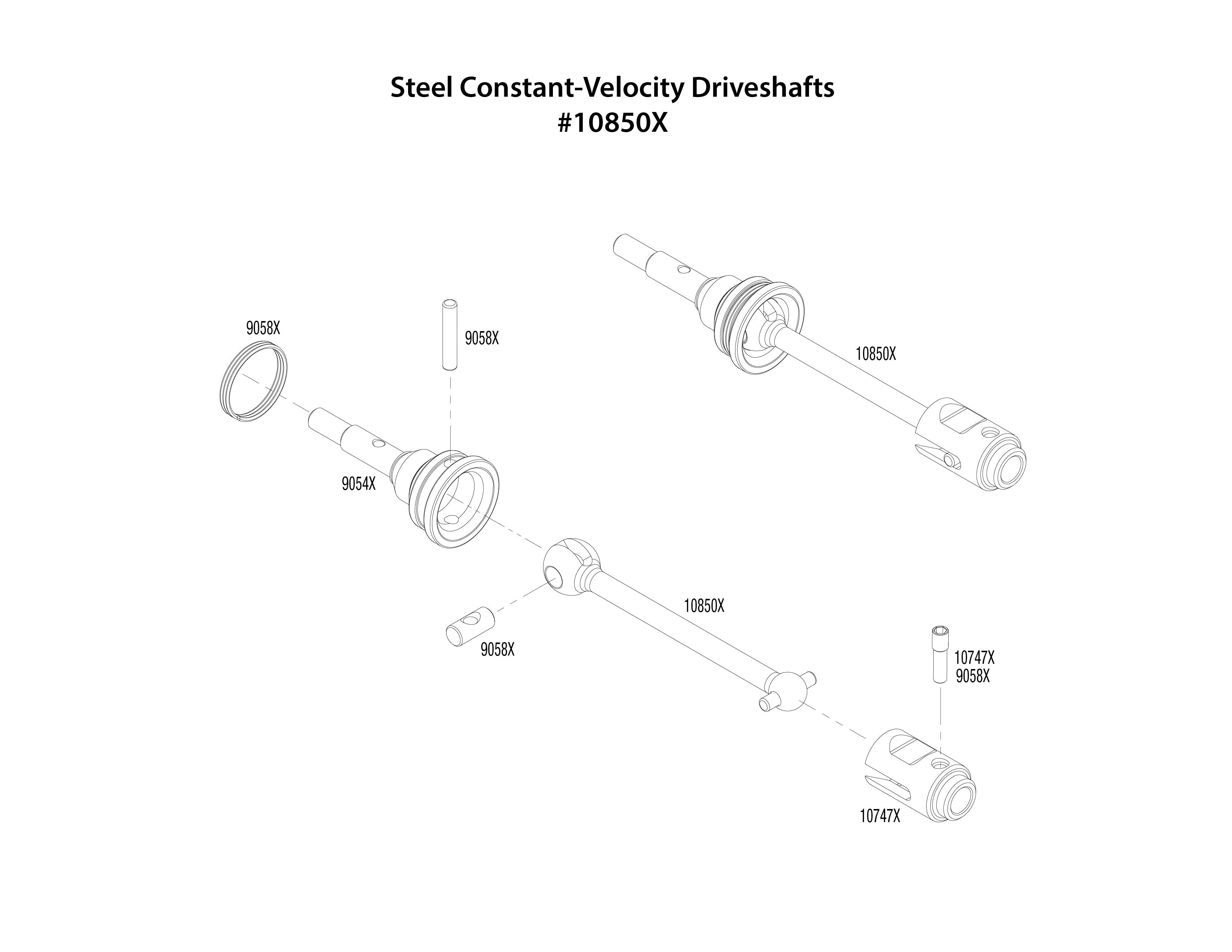 Front Extreme Heavy-Duty Steel CV Driveshafts (2), Part #9051x