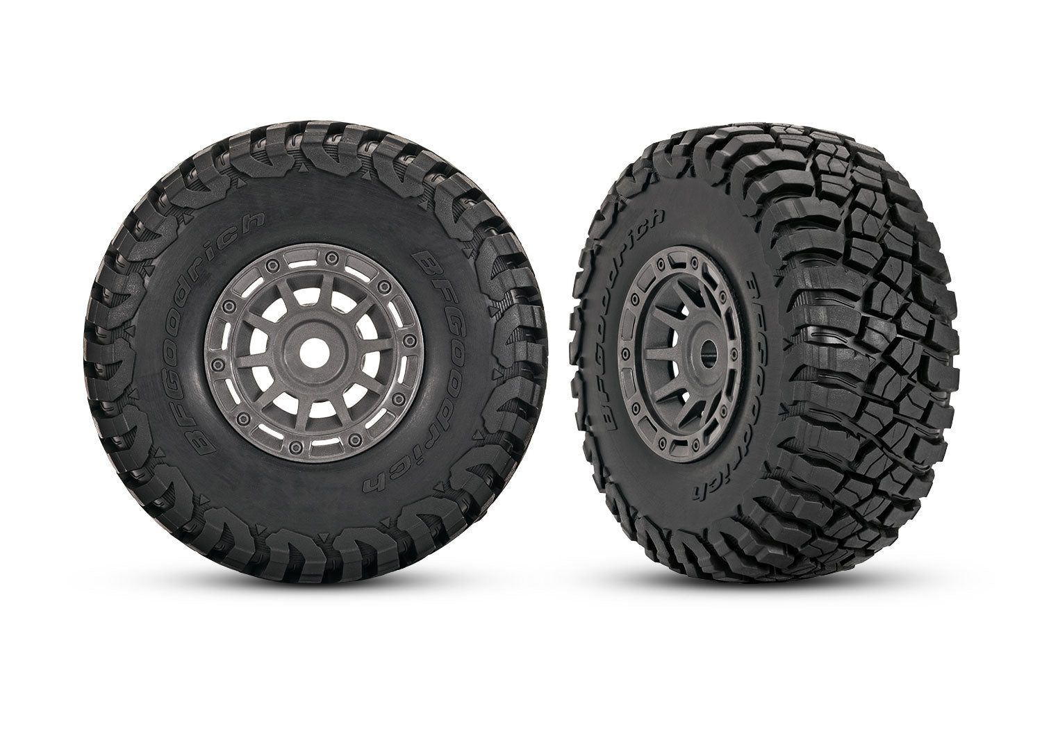 1.4" Gray Wheels w/ BFG Mud-Terrain Tires (2), Part #10870-GRAY