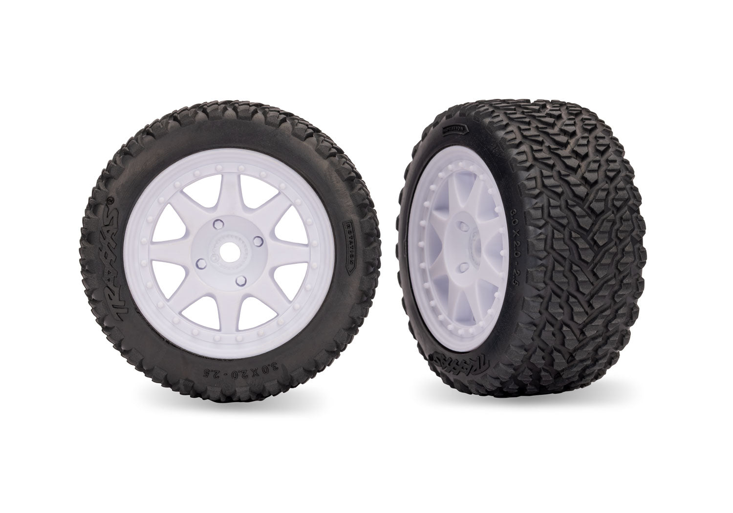 White Front Mini Rally Wheels with Hard Tires (2), Part #10872-WHT