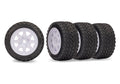 White Mini Rally Wheels with Rally Tires (4), Part #10874