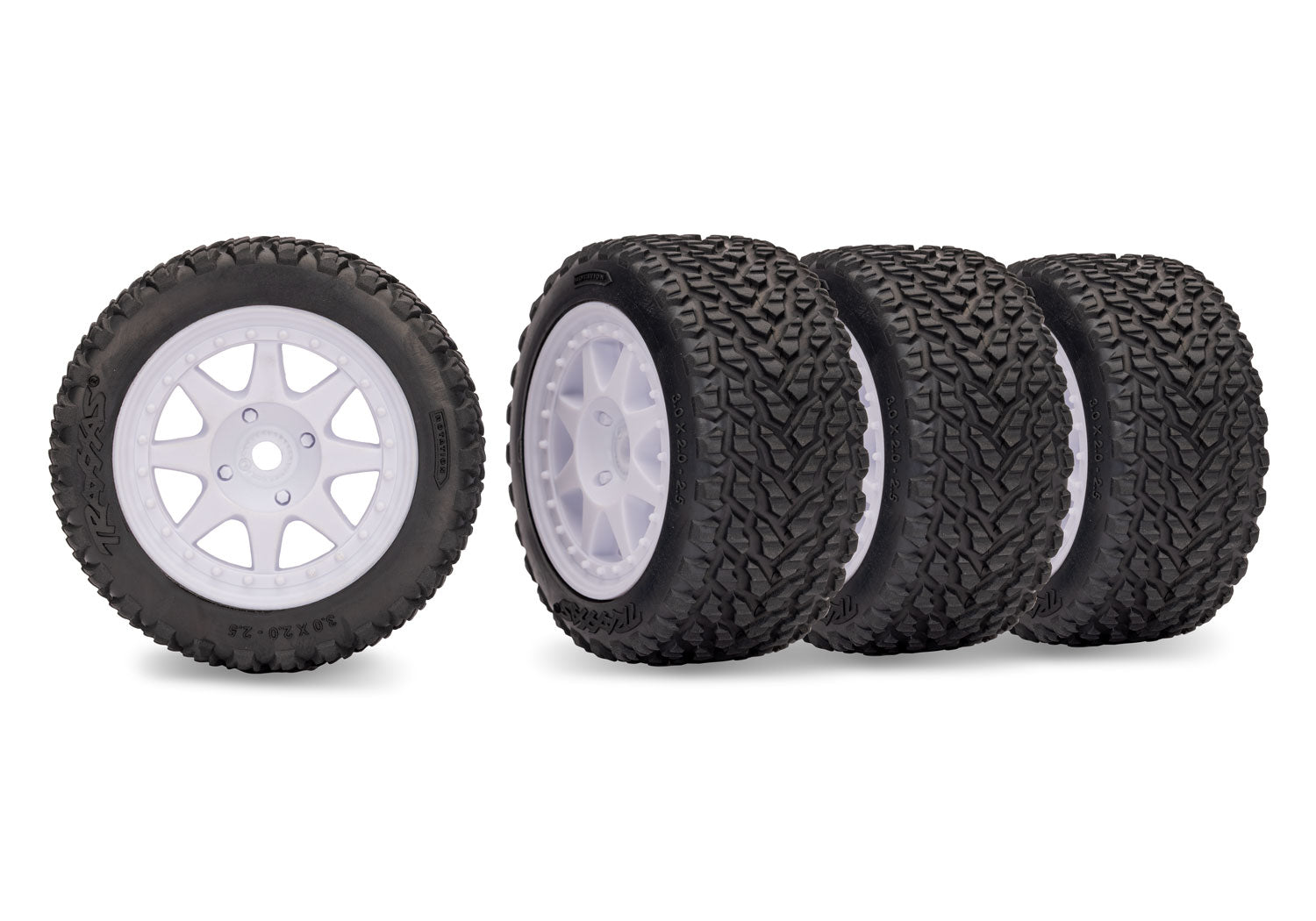 White Mini Rally Wheels with Rally Tires (4), Part #10874