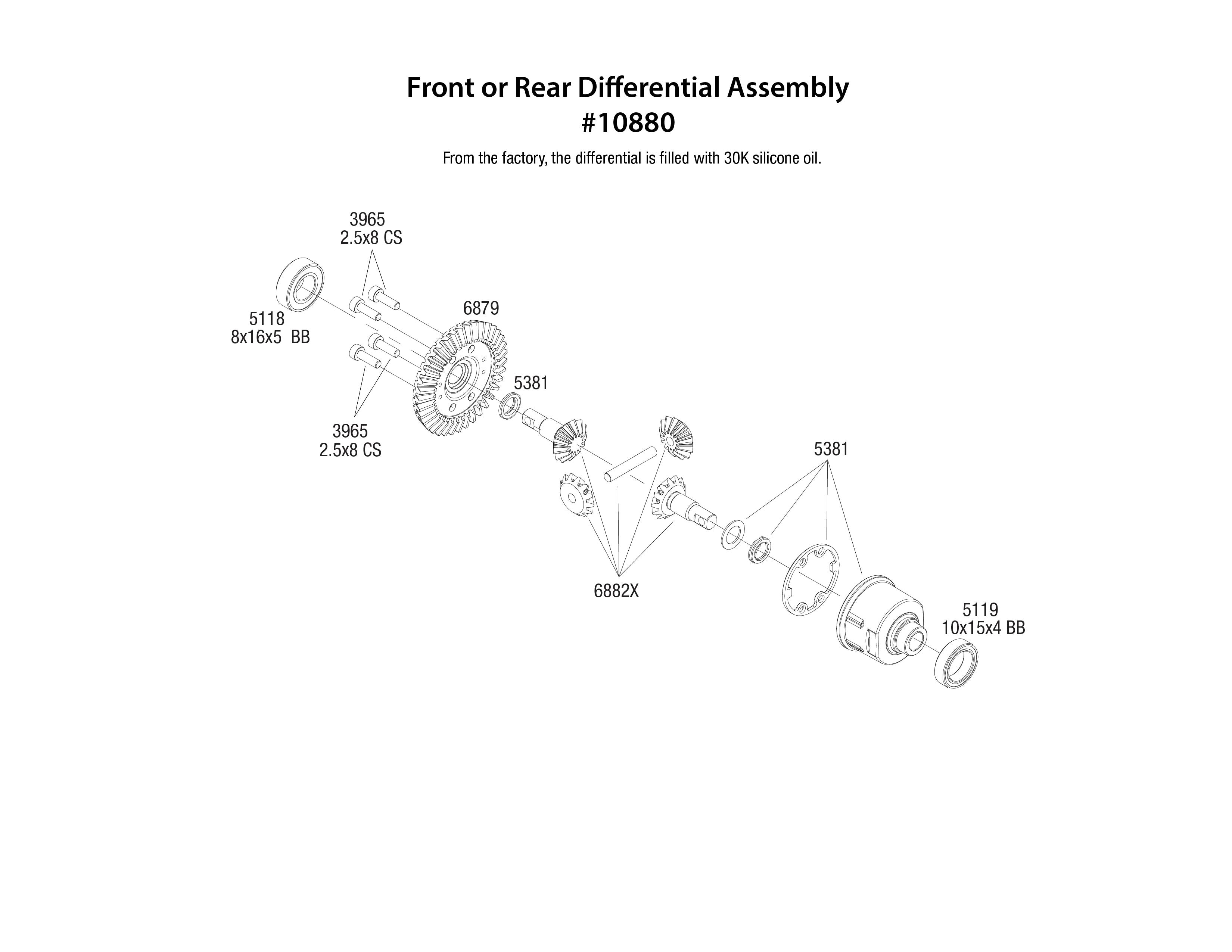 Assembled Differential w/ 37-T Ring and 13-T Pinions, Part #10880