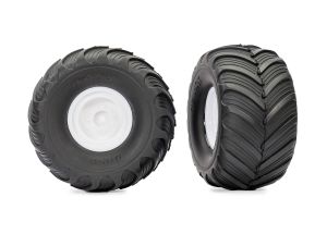 Monster Truck White Wheels & Terra Groove Tires (2)