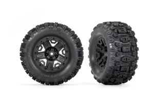 2.8" Black 5-Spoke Wheels & Sledgehammer Tires (2)