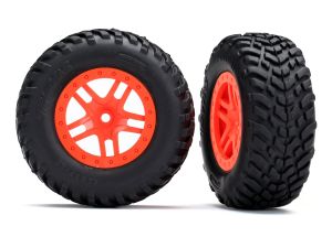 Split-Spoke Orange Wheels & Off-Road Tires (2)