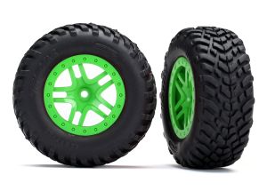 Split-Spoke Green Wheels & Off-Road Tires (2)
