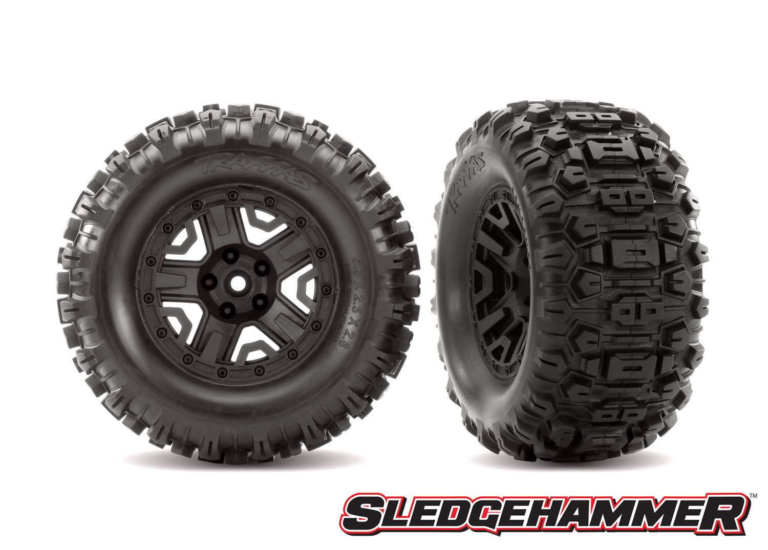 5-Spoke 2.8" Black Wheels & Sledgehammer Tires (2), Part #6792