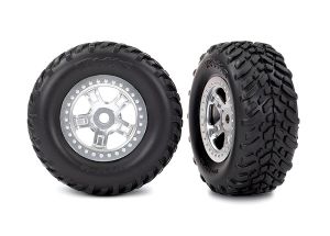 1/16 Satin Chrome SCT Wheels w/ Tires (2)