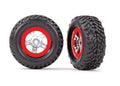 1/16 Satin Chrome & Red SCT Wheels w/ Tires (2)