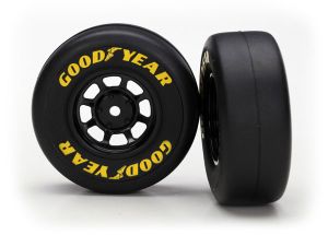 1.9" Black 8-Spoke Wheels w/ Slick Tires (2)