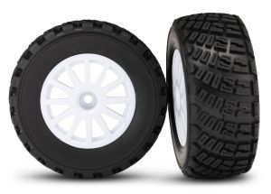 White 12-Spoke Rally Wheels w/ Rally Tires (2)