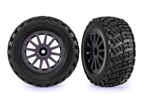 Gray 12-Spoke Rally Wheels w/ Rally Tires (2)