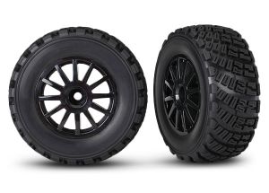 Black 12-Spoke Rally Wheels w/ Rally Tires (2)