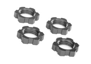 Serrated 17 mm Gray Aluminum Splined Wheel Nuts (4)