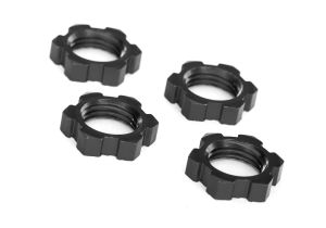 Serrated 17 mm Black Aluminum Splined Wheel Nuts (4)