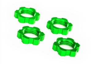 Serrated 17 mm Green Aluminum Splined Wheel Nuts (4)