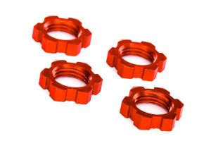 Serrated 17 mm Red Aluminum Splined Wheel Nuts (4)