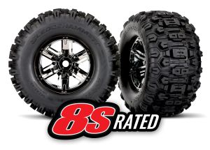 X-Maxx Black Chrome Wheels w/ Sledgehammer Tires (2)