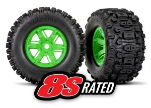 X-Maxx Green Wheels w/ Sledgehammer Tires (2)