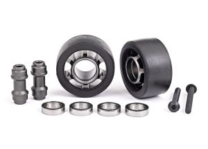 Gray Aluminum Wheelie Bar Wheels w/ Hardware (2)