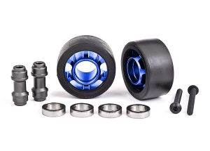 Blue Aluminum Wheelie Bar Wheels w/ Hardware (2)