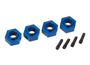 Blue Aluminum 12 mm Wheel Hubs (4) & Screw Pins