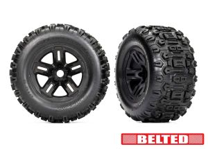 3.8" Black Wheels & Belted Sledgehammer Tires (2)