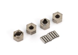 7 mm Steel Wheel Hubs (4) with Axle Pins