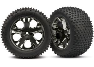 All-Star 2.8" Black Chrome Wheels & Alias Tires (2)