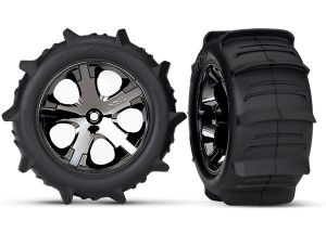 All-Star 2.8" Black Chrome Wheels & Paddle Tires (2)