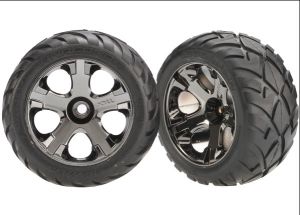 All-Star 2.8" Black Chrome Wheels & Anaconda Tires (2)