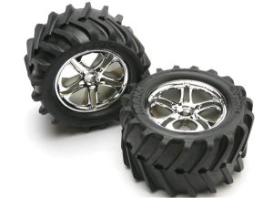 Split-Spoke 3.8" Chrome Wheels & Chevron Tires (2)