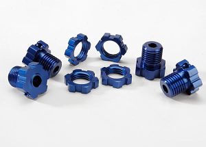 17 mm Blue Aluminum Splined Wheel Hubs & Nuts (4)