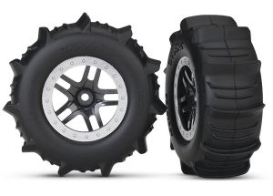 Black & Satin Chrome Wheels with Paddle Tires (2)