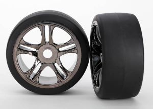 Front Black Chrome Wheels & Belted S1 Slick Tires (2)