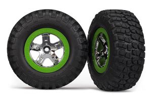 SCT Chrome & Green Wheels w/ BFG Tires (2)