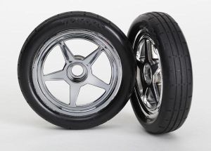 Funny Car 5-Spoke Chrome Front Wheels & Tires (2)