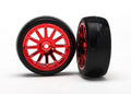Red Chrome 12-Spoke wheels w/ Slick Tires (2)