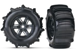 X-Maxx Black Wheels w/ Paddle Tires (2)