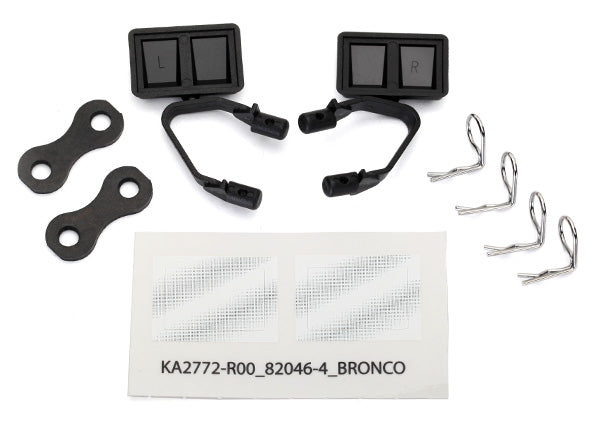 Black Side Mirrors (L&R) with Hardware, Part #8073