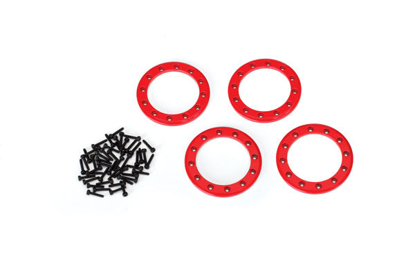 1.9" Red Aluminum Beadlock Rings w/ Screws (4), Part #8169R