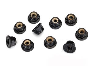 Black 4 mm Flanged Nylon Locking Nuts (10)