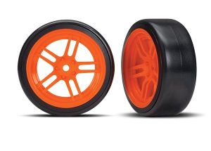 1.9" Orange Split-Spoke Front Wheels & Drift Tires (2)