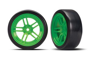 1.9" Green Split-Spoke Front Wheels & Drift Tires (2)