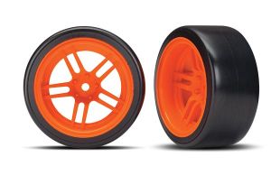 1.9" Orange Split-Spoke Rear Wheels & Drift Tires (2)
