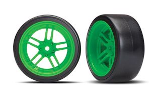 1.9" Green Split-Spoke Rear Wheels & Drift Tires (2)