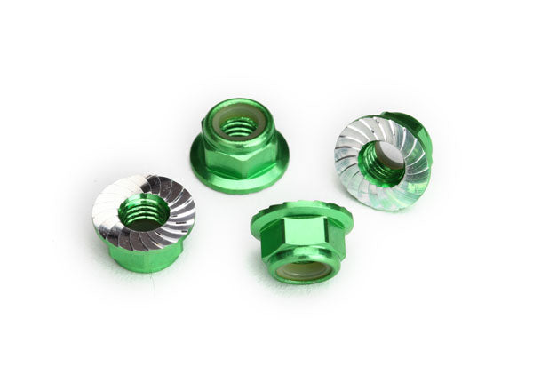 5 mm Green Aluminum Serrated Lock Nuts (4), 8447G